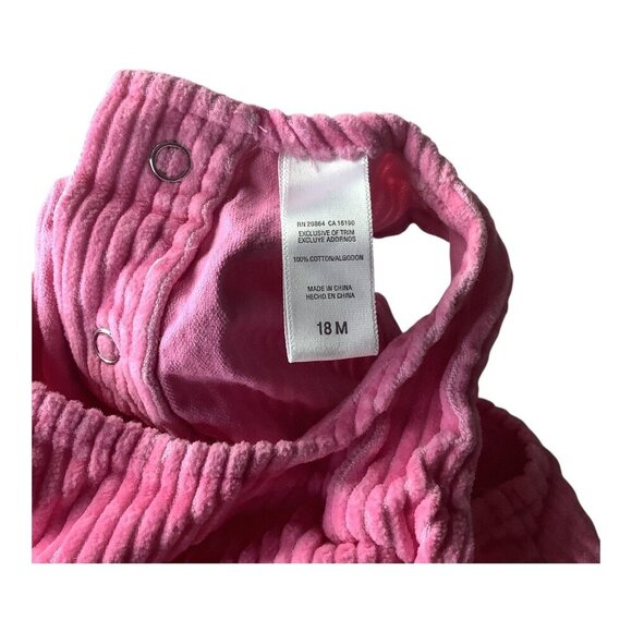 Little Me Pink Corduroy Baby Girl Sleeveless Dress 18M Bow Accent Front Pockets - Picture 3 of 10